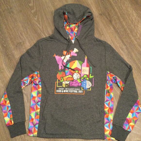 Disney NWT Epcot International Food/Wine Festival 2021 Passholder Rainbow Hoodie - Picture 1 of 11